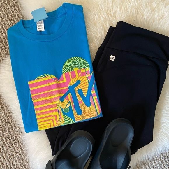 MTV Tops - ✨MTV THROWBACK Baby Tee - Circa 2006 from NYC MTV Store - Teal - Medium [M]✨